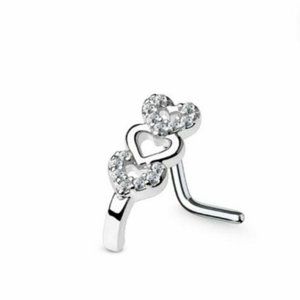 Trio Heart Nose Crawler Made Of 316l Surgical Steel L- Shape Only